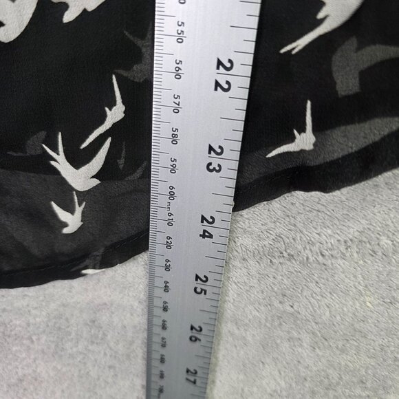 Womens Express Black Sheer Portofino Shirt White Bird Print Button Up Size XS - Picture 6 of 7